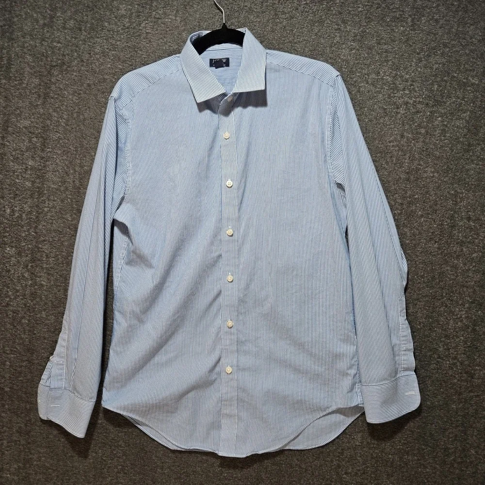 J Crew Performance Blue Solid / Stripe Button Up Shirt Sz Medium Work Casual x2